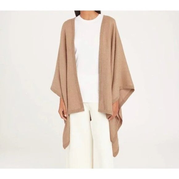 Cuyana Square Edge Cape Wrap Petite Camel Alpaca Soft Luxe Layering - Picture 2 of 10